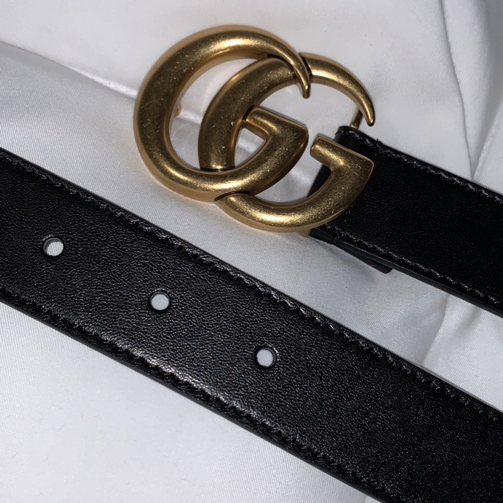 WIDE LEATHER BELT DOUBLE G